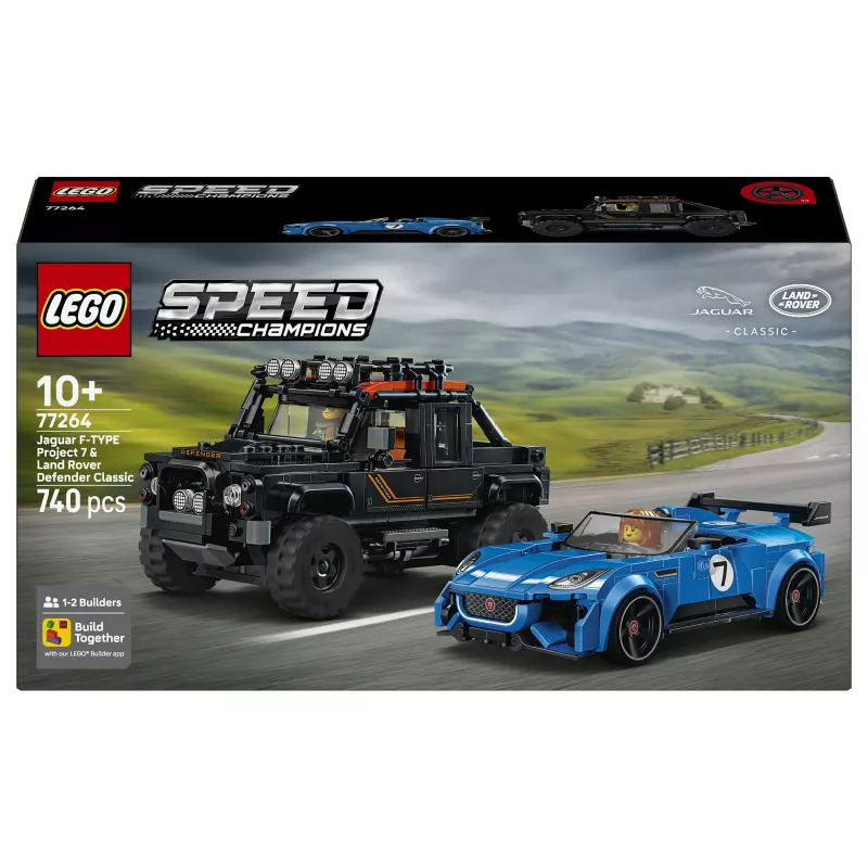 LEGO Speed Champions 77264 Jaguar F-TYPE Project 7 & Land Rover Defender Classic būvkomplekts