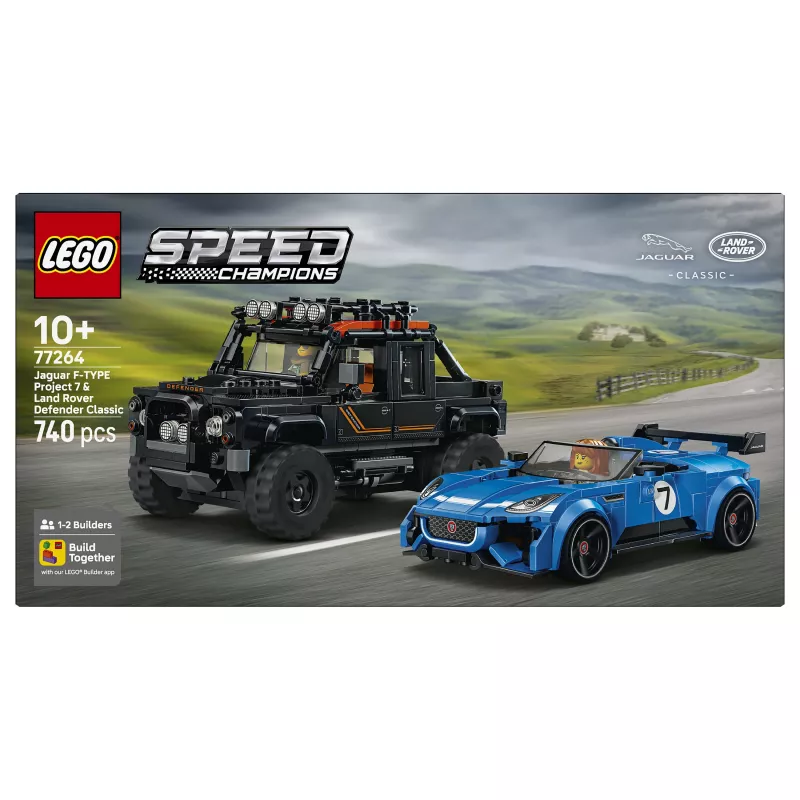 LEGO Speed Champions 77264 Jaguar F-TYPE Project 7 & Land Rover Defender Classic būvkomplekts