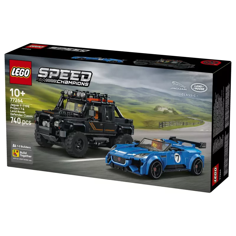 LEGO Speed Champions 77264 Jaguar F-TYPE Project 7 & Land Rover Defender Classic būvkomplekts