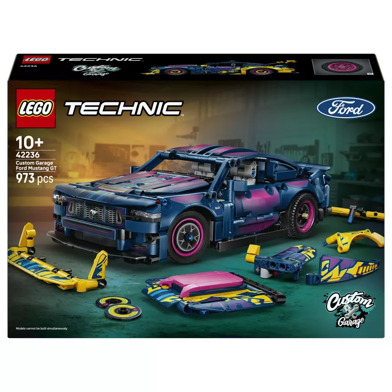 LEGO Technic 42236 Ford Mustang GT Custom Garage Race Car Building Set - 544 Pieces, 2 Pull-Back Motors, AR App, Ages 9+