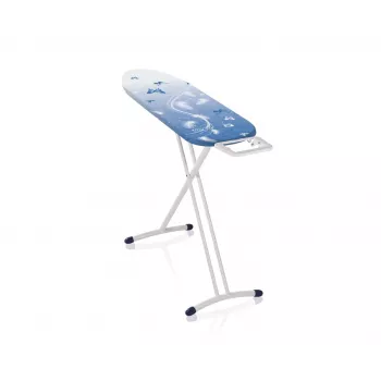 LEH Leifheit AirBoard M Solid 72563 Gludināmais dēlis 120 x 38 cm, regulējams augstums 75-88 cm, viegls EPP, Thermo-Reflect pārklājs, fiksēts gludekļa statīvs, salokāms, balts/zils