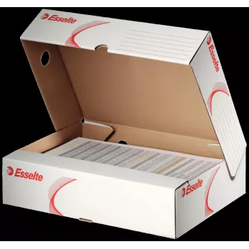 LEITZ 128004 arhīva kaste A4 80 mm mugura balta/sarkana kartona, 25 gab. iepakojums