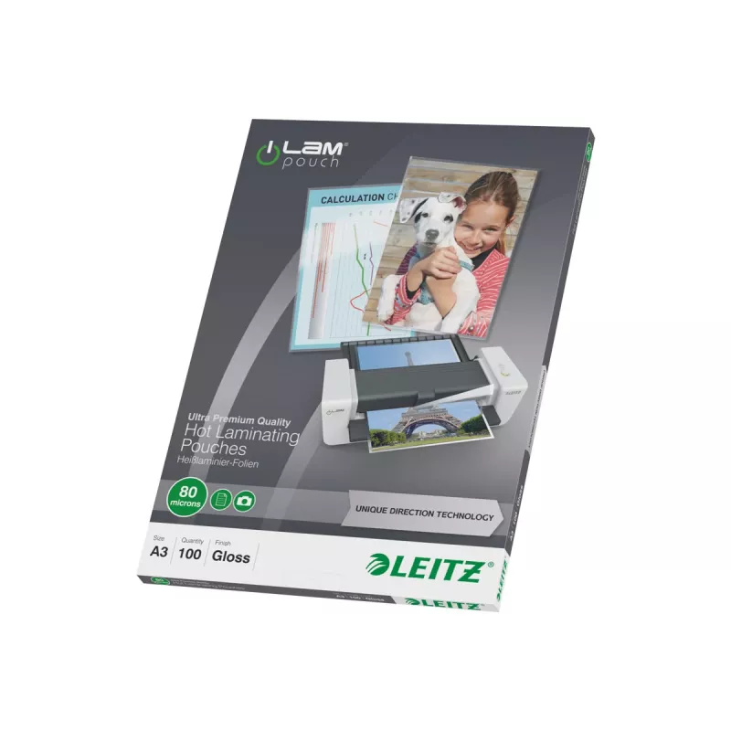 Leitz 7485-00-00 A3 laminēšanas kabatas, spīdīgas, kristāldzidras, 125 mikroni, 100 gab.