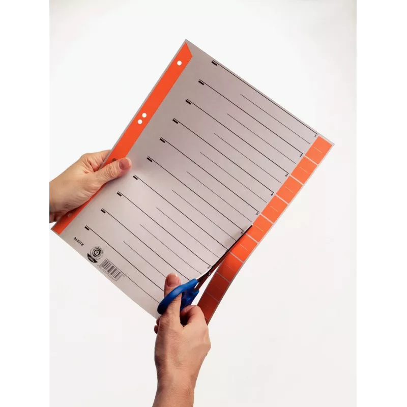 LEITZ A4 īpaši plata kartona dokumentu nodalītāji, 230gsm, pelēki ar dzeltenām tukšām cilnēm, 10 daļu komplekts 1652-00-15