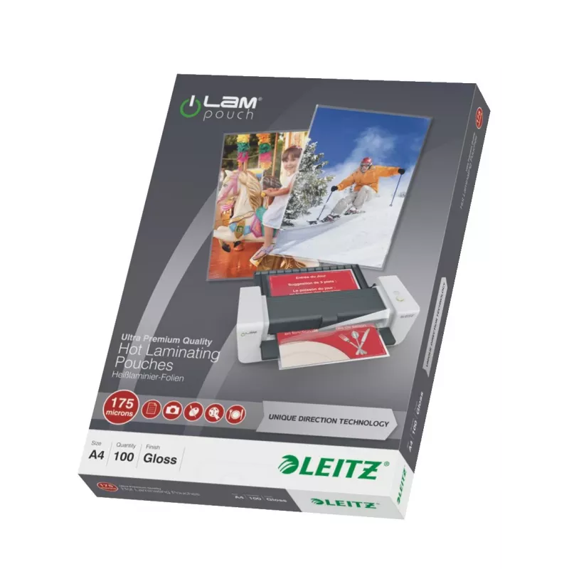 Leitz A4 laminēšanas kabatas, spīdīgas, kristāldzidras, 100 mikroni, 100 gab. iepakojumā 7483-00-00