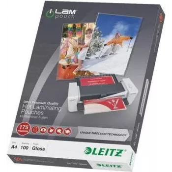 Leitz A4 laminēšanas kabatas, spīdīgas, kristāldzidras, 100 mikroni, 100 gab. iepakojumā 7483-00-00