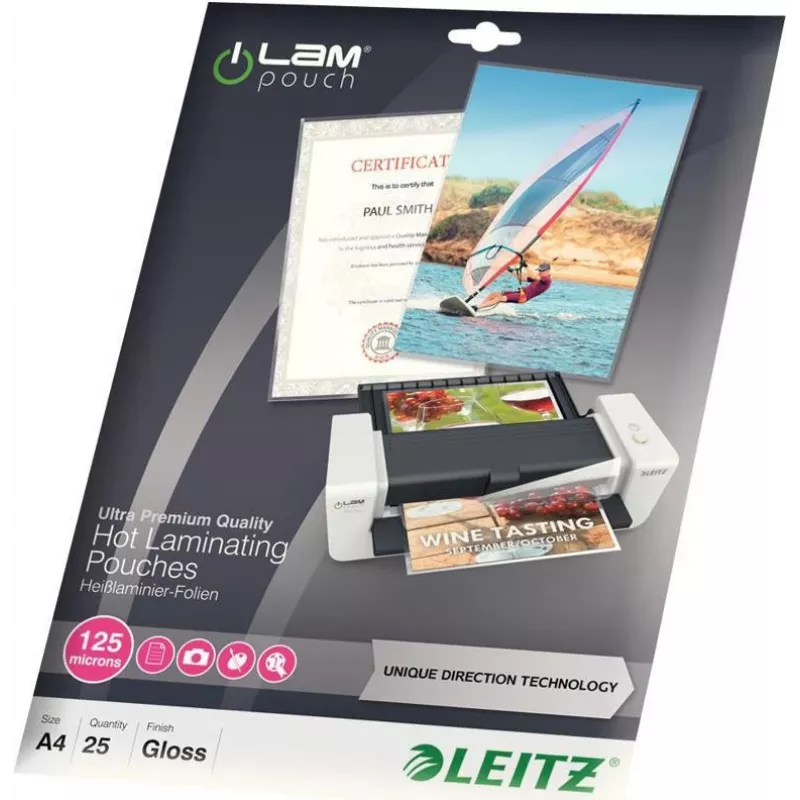 Leitz A4 laminēšanas kabatas spīdīgas kristāldzidras 125 mikroni, 25 gabali 7482-00-00