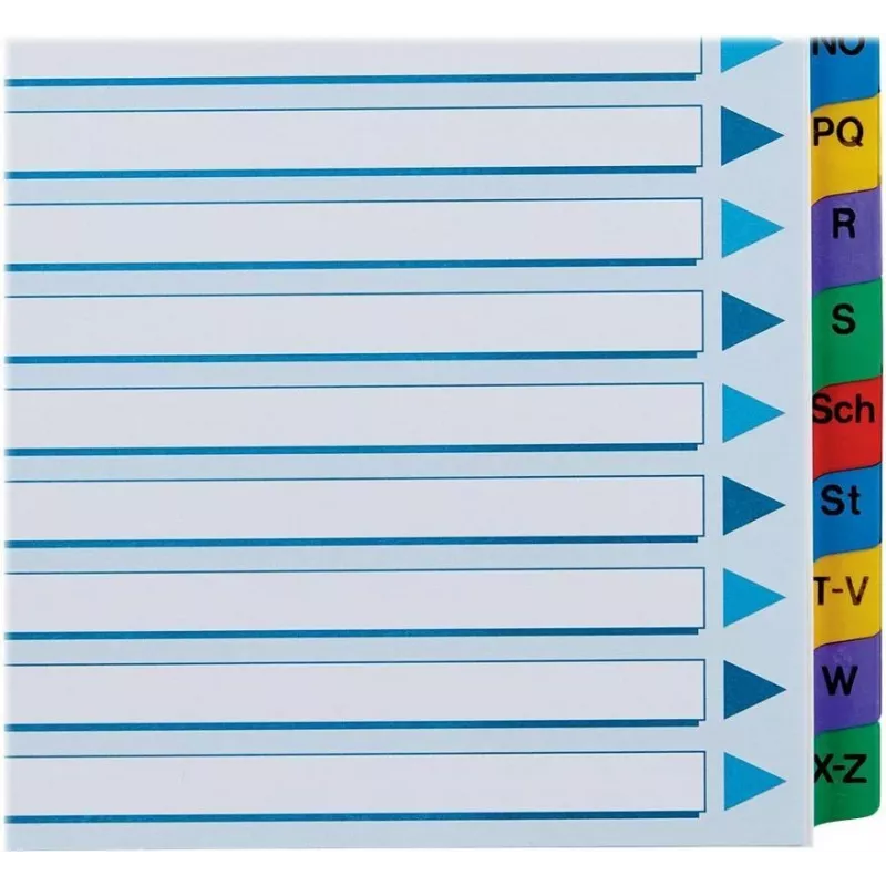 LEITZ A4 Mylar A–Z satura rādītāja atdalītāji, 26 iedaļas, daudzkrāsaini, universāls perforējums, 160 g/m², 1 komplekts (100167)