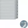 LEITZ A5 plastmasas atdalītāji, numurēti 1-10, pelēki, 10 daļas, polipropilēns, 0,12 mm, ar rakstāmu vāku 1285-00-00