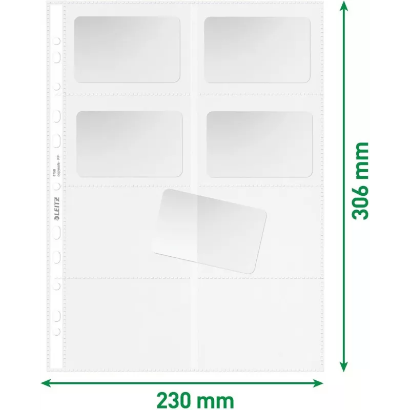 LEITZ Vizītkaršu prezentācijas kabata 16 kartēm, A4, PP caurspīdīga, 0,11 mm, sānu atvērums, arhivēšanai droša (4758-30-03)