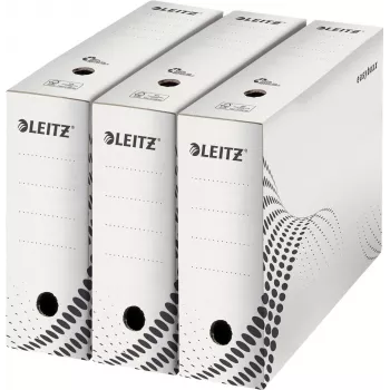 LEITZ easyboxx arhīva kaste balta 100 mm mugura, 100% pārstrādāts gofrēts kartons, dubultas aizvēršanas atloki, 25 iepakojumā (6132-00-00)