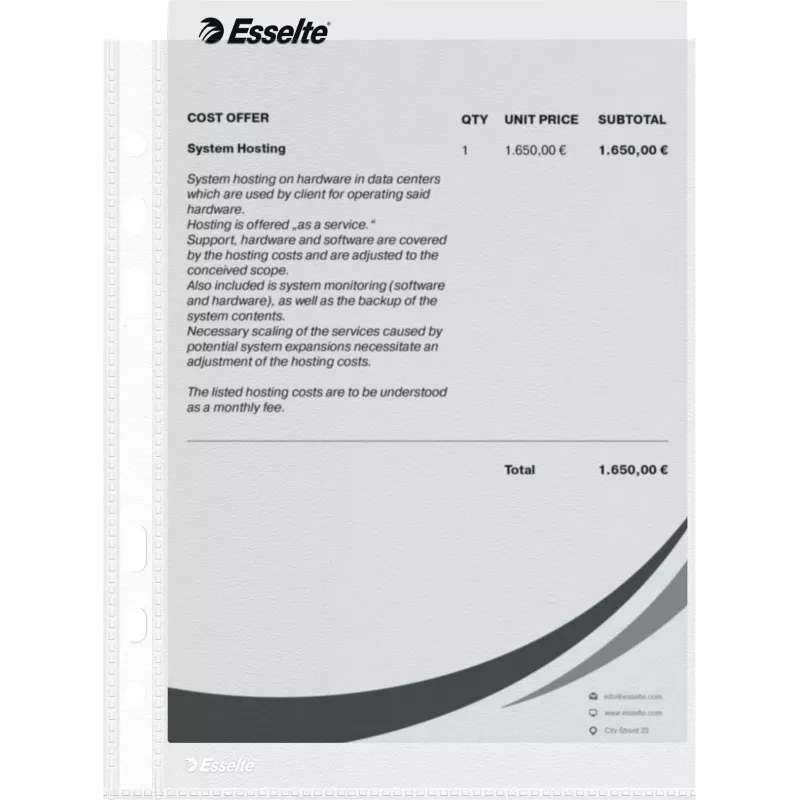 LEITZ Esselte A5 daudzperforētas kabatas 50 mikronu caurspīdīgas, 100 gab. iepakojums 23782