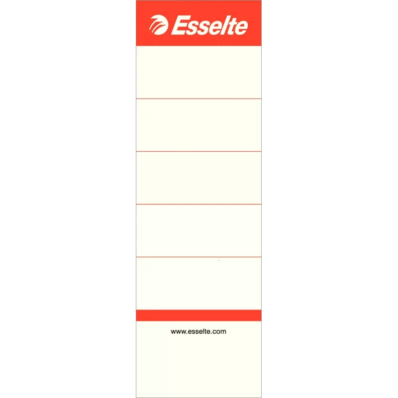 LEITZ Esselte Standarta mapju muguriņu etiķetes, 50 x 158 mm, baltas, īsas, platas, 75 mm arhivēšanas mapēm, 100 etiķetes (810801)