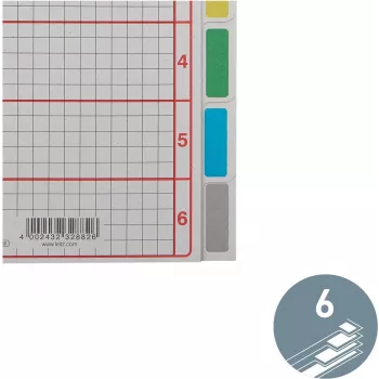 LEITZ Īpaši izturīgi kartona reģistru dalītāji, tukši, A5, 6 daļas, pelēki 230 g/m², rakstāma vāka lapa ar režģa apdruku 4355-00-85
