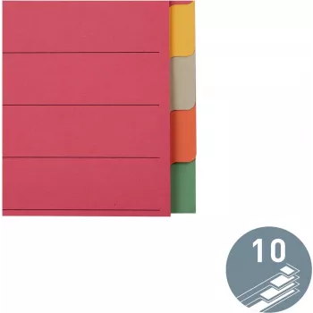 LEITZ Īpaši izturīgi kartona reģistru dalītāji, tukšas cilnes, A4, 10 daļas, daudzkrāsaini, 230 gsm, 5 krāsu krāsots kartons (4359-00-00)