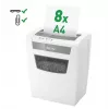 LEITZ IQ Home Office S P-4 daļiņu griezuma smalcinātājs, 8 loksnes, 10 L, balts (80360000)