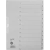 LEITZ Manila satura rādītāja atdalītāji, ciparu 1-12, A4 īpaši plats, pelēks, 12 daļas, 100 gsm, 80 mm perforācija, pastiprināti caurumi 1233-00-85