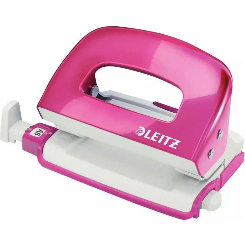 Leitz NeXXt Series WOW metāla mini perforators, rozā, 2 caurumi, 10 loksnes, metālisks apdare 5060-10-23