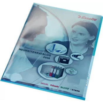 LEITZ Premium A4 dokumentu aploksne, PVC, zila, 0,15 mm, atvērta augšpuse un sāni, arhīvam droša, stingra plēve (4100-00-35)