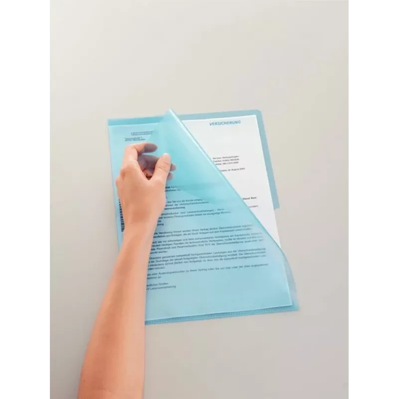 LEITZ Standard A4 dokumentu uzmava, polipropilēns, graudains, zils, 0,13 mm, atvērta augšpuse un sāns, droša dokumentiem, īkšķa izgriezums 4000-00-35
