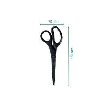 Leitz Titanium Quality šķēres 180 mm, nerūsējošā tērauda asmeņi ar titāna pārklājumu, ergonomiski rokturi ar mīkstu satvērienu, melnas/sarkanas, papīram un audumam 5419-60-95