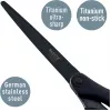 Leitz Titanium Quality šķēres 180 mm, nerūsējošā tērauda asmeņi ar titāna pārklājumu, ergonomiski rokturi ar mīkstu satvērienu, melnas/sarkanas, papīram un audumam 5419-60-95