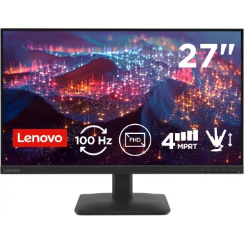 Lenovo L27-4E 27 inch Full HD IPS monitors ar AMD FreeSync, 75Hz, NearEdgeless, TÜV Eye Comfort, HDMI un DisplayPort