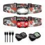 LEPRO 320023-2 USB uzlādējama LED galvas lampa, 300 lūmeni, 6 režīmi, IPX4, 2 iepakojumā