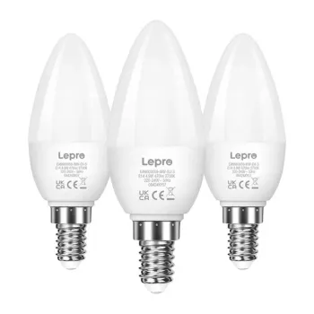 LEPRO 600059-WW-EU-3 LED spuldze E14 C37 4.2W (40W ekvivalents) 470lm 2700K silta balta 250° starojuma leņķis 3 iepakojumā