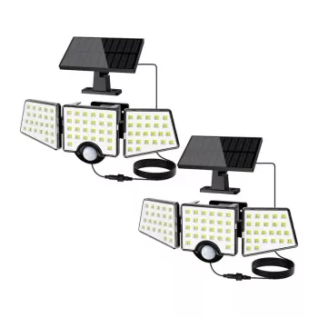 LEPRO 640005-DW-2 Saules kustības sensors gaisma, 2 iepakojums, 600 lūmeni, 6500K auksti balta, IP65 ūdensnecaurlaidīga, 3 režīmi, sienas montāža
