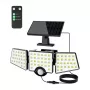 LEPRO 640005-DW Saules lampa, 3000 lm, 6500K, 3 regulējamas galvas, 270° apgaismojums, IP65, kustības sensors, 2400 mAh