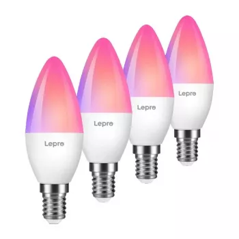 LEPRO BC1-EU-4 C37 RGBCW Wi-Fi LED spuldze E14 4.5W 400lm regulējama baltā + RGB viedā sveces lampa