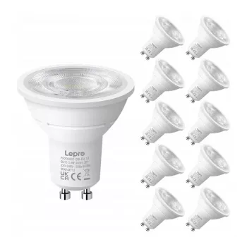LEPRO GU10 LED spuldze 3,6W 345lm 6500K dienasgaismas balta 38° staru leņķis 10 iepakojums