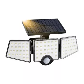 LEPRO WL4000 Saules lampa – 4000LM, IP65, 18W Saules panelis ar kustības sensoru un tālvadības pulti, 5M kabelis