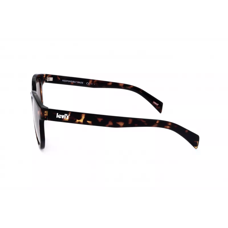 LEVI'S LV-1022-S-086 Unisex taisnstūra saulesbrilles - Havana rāmis, brūnas lēcas, 51 mm