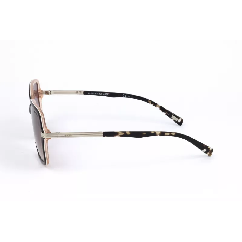 LEVI'S LV-5018-S-MS5 Sieviešu taisnstūra saulesbrilles - Havana/Bruņurupuča acetāta rāmis, Brūnas polikarbonāta lēcas, UV400 aizsardzība, 54/20/145 mm