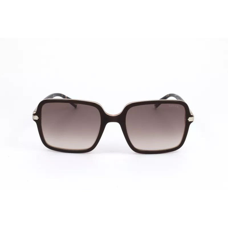 LEVI'S LV-5018-S-MS5 Sieviešu taisnstūra saulesbrilles - Havana/Bruņurupuča acetāta rāmis, Brūnas polikarbonāta lēcas, UV400 aizsardzība, 54/20/145 mm