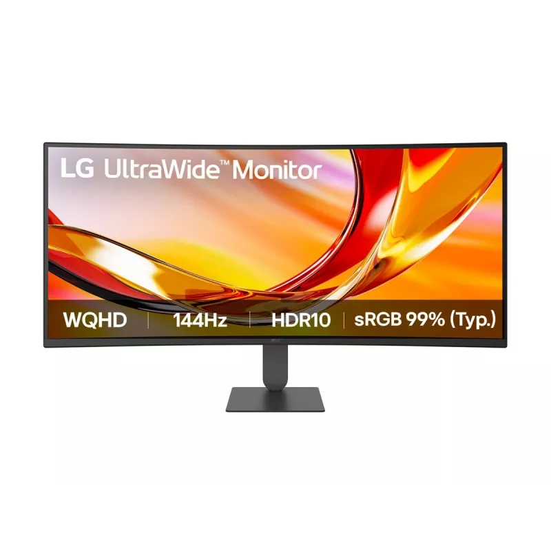 LG 34U620B-B 34 collu UltraWide WQHD VA izliekts spēļu monitors, 3440x1440, 144Hz, 5ms, HDR10, FreeSync Premium, 2x HDMI, DisplayPort, melns