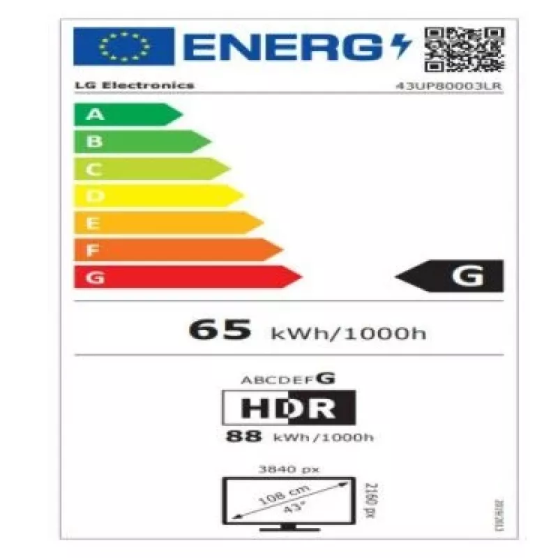LG 43UP80003LR 43 collu 4K Ultra HD Smart LED televizors ar webOS 6.0, α5 Gen4 AI procesoru, Active HDR, melns