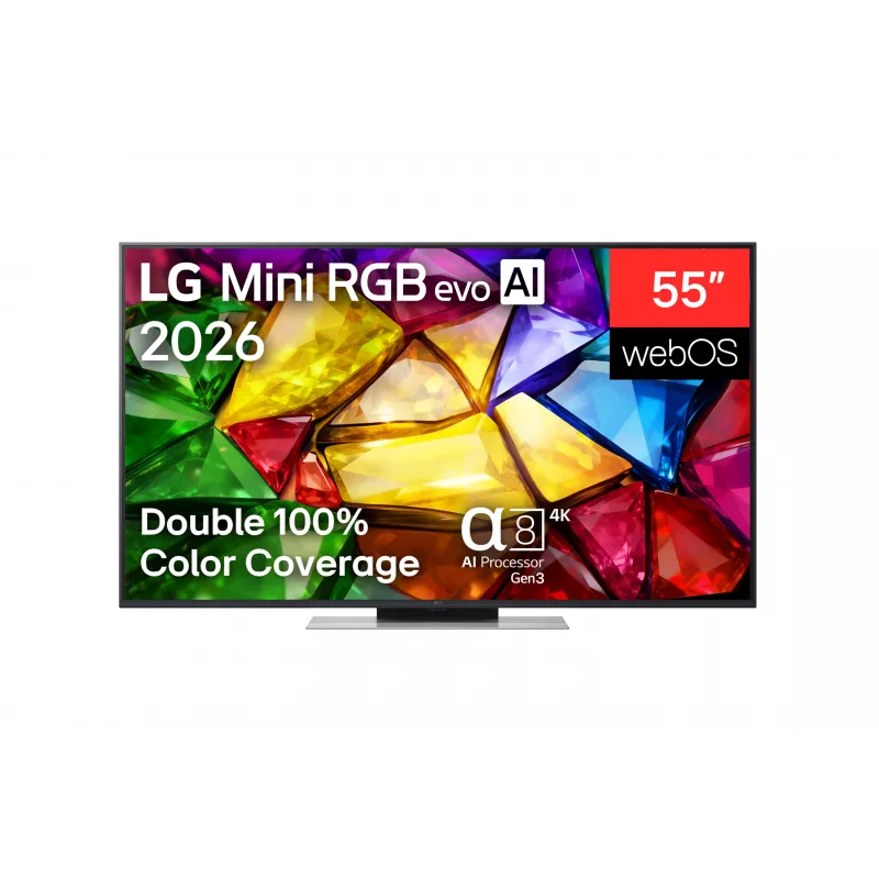 LG 55MRGB87B3B 55 collu 4K QNED Mini LED viedais televizors ar α7 Gen6 AI procesoru, webOS 23, 120Hz, 4x HDMI 2.1
