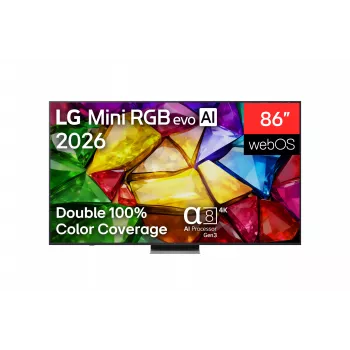 LG 86MRGB87B3B 86 collu 4K UHD viedtelevizors ar Mini LED (Mini RGB) tehnoloģiju, webOS 23, α7 AI procesors 4K Gen6, melns