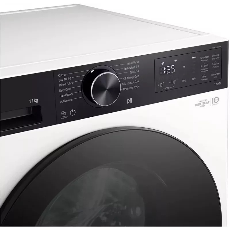 LG F4X5511TKB 11 kg priekšpuses ielādes veļas mašīna ar AI DD™ un Steam™ - Black Steel