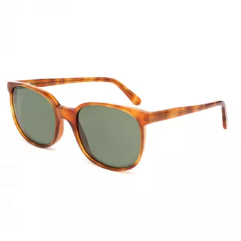 LGR Unisex Springhavan02 Saulesbrilles - Havana Acetāta Rāmis, Zaļas Minerālā Stikla Lēcas, 50/19/145 mm