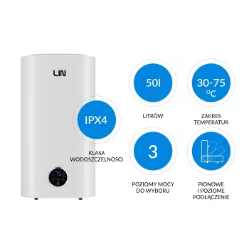 LI- Elektriskais ūdens sildītājs LIN LIFVD1SMWH 50L UNIVERSAL Balts