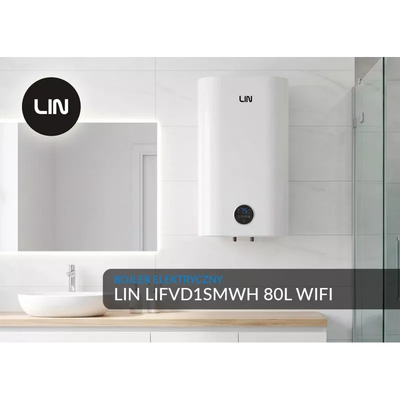 LI- Elektriskais ūdens sildītājs LIN LIFVD1SMWH WI-FI 80L SMART Balts