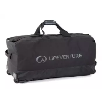 Lifeventure 120L riteņu ekspedīcijas ceļojumu soma ar visurgājēju riteņiem, melna