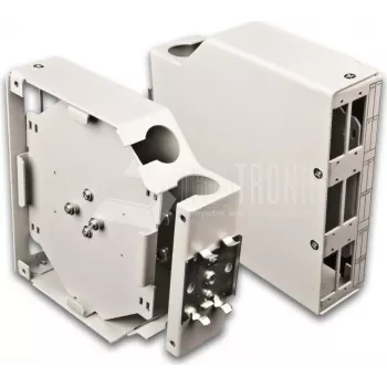 Lightwin LSBI 6DSC industriālā savienojumu kārba ar DIN sliedes stiprinājumu, 6x SC duplex porti, 12 šķiedru ietilpība, IP54 tērauda korpuss, iekļauti OS2 pigtaili