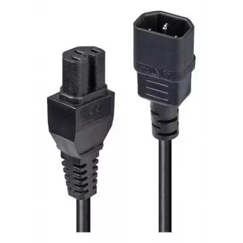 LINDY 1m C14 uz C15 karstā stāvokļa strāvas kabelis - IEC C14 vīrietis uz C15 sieviete, H05VV-F, 10A, 250V, melns
