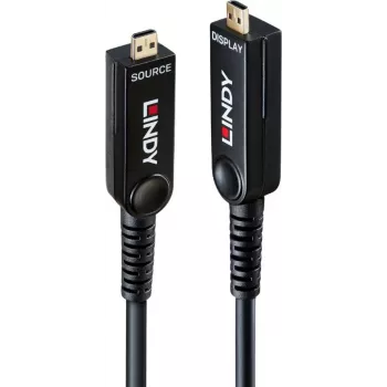 Lindy 20m optiskās šķiedras hibrīda Micro-HDMI 8K60 LSZH kabelis ar noņemamiem HDMI savienotājiem 38542