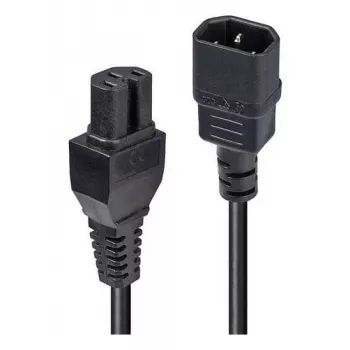 LINDY 5m C14 to C15 strāvas kabelis – IEC C14 vīrietis uz IEC C15 sieviete, 250V 10A, melns